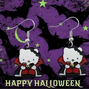‼️$7‼️ Hello Kitty  “Dracula” Themed
Drop Dangle Earrings, Silver-Plated